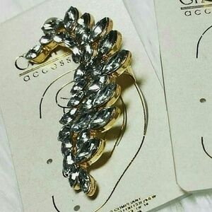 Vine Earring Cuffs- Water & Silver Tone